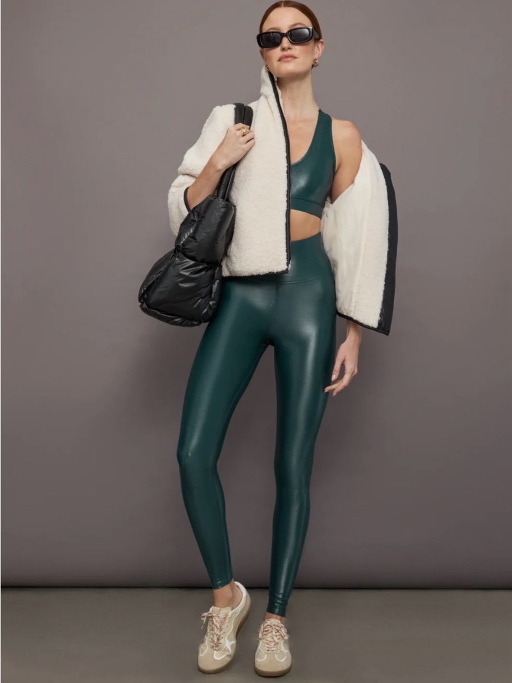 Carbon38 Deep Teal High-Waist Leggings & Racerback Sports Bra Set